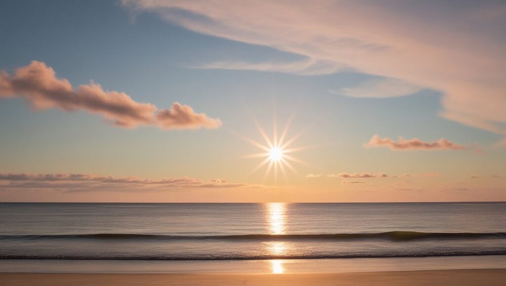 wschód słońca nad plażą
